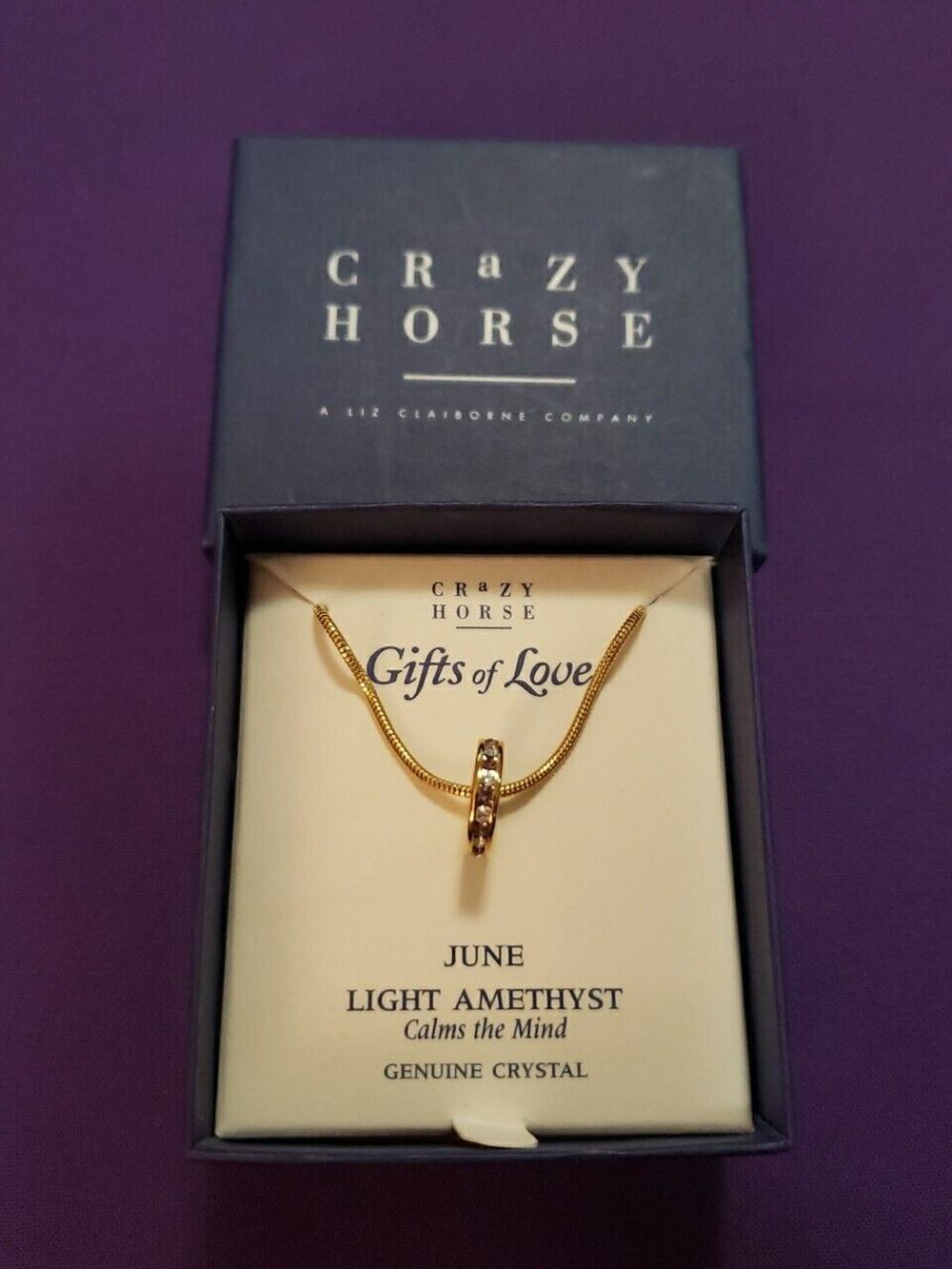 Crazy Horse Liz Claiborne June Light Amethyst Genuine Crystal Pendant Necklace